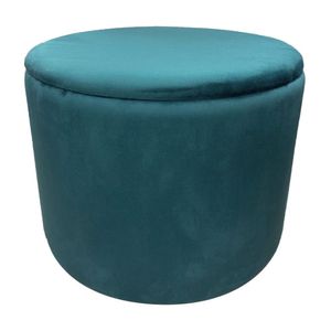 Puff Decorativo Redondo con mesa Tela/MDF Azul Orange