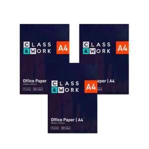 Pack Papel Bond CLASS & WORK A4 Paquete 500 Hojas x 3un
