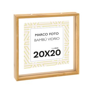 Marco Foto Bambú Doble Vidrio para Retratos de 20x20 cm