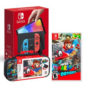 Consola Nintendo Switch Modelo Oled Neon + Mario Odyssey + Estuche Odyssey