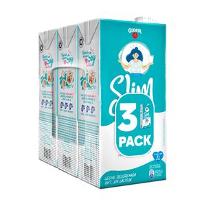 Leche Descremada GLORIA Slim UHT Triple Zero Caja 1L Paquete 3un