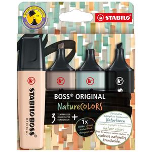 Marcador STABILO Boss 3 Nature Colors + 1 Marker Black - Frio