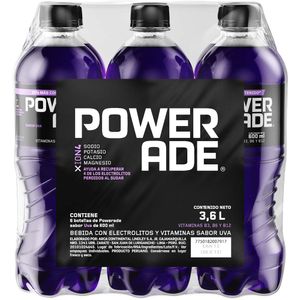 Bebida Rehidratante POWERADE Uva Botella 600ml Paquete 6un
