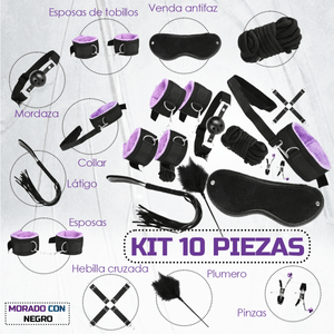 Kit Sado - Bondage Bdsm Para Parejas - 10 Piezas Sexuales - Morado