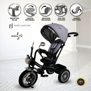 Triciclo Guiador Kids Baby Bliss Gris