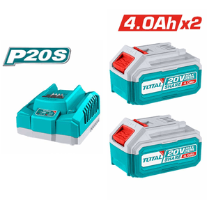Combo 2 Baterías 20v 4ah con Cargador Rápido Industrial Total TFBCPK1424