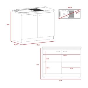 Mueble Inferior de Cocina Napoles Melamina 120cm Blanco Tuhome