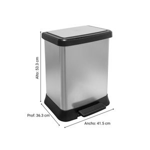 Tacho de Cocina con Pedal Lexuss Metalizada 40L Reyplast