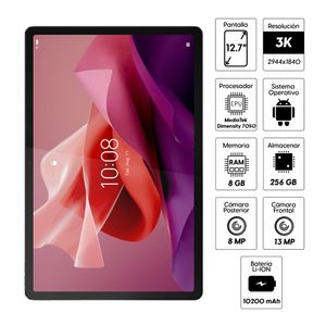 Tablet Lenovo P12 TB370FU 12.7" 3K 256GB, 8GB ram, cámara principal 8MP, frontal 13MP, WiFi