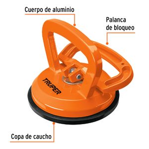 Ventosa de Aluminio para Vidrio 1 Copa de Succión Truper 100760
