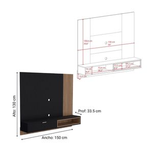 Panel de TV 59" Tuhome Funes Melamina Wengue