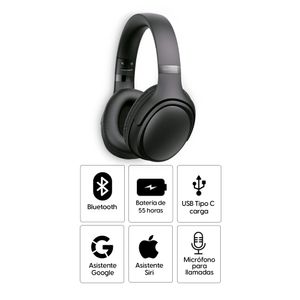 Audífonos bluetooth on ear Decibel Rhythmic con función radio FM, máx. 55 horas, negro