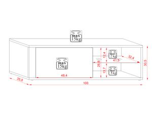 Mesa de TV Moderna Anna con repisa de Vidrio color Negro TU MESITA