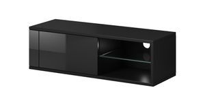 Mesa de TV Moderna Anna con repisa de Vidrio color Negro TU MESITA