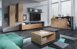 Mesa de TV Moderna Sibarys color Duna/Negro 1 cajón TU MESITA