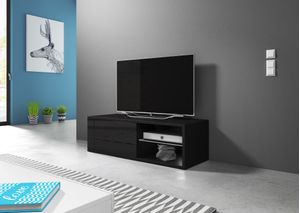 Mesa de TV Moderna Anna con repisa de Vidrio color Negro TU MESITA