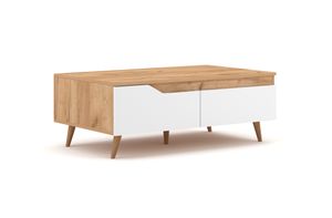 Mesa de Centro Minimalista Carly color Blanco/Duna 2 cajones TU MESITA