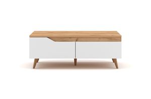 Mesa de Centro Minimalista Carly color Blanco/Duna 2 cajones TU MESITA