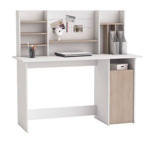 Escritorio Juvenil 1 puerta color Blanco/Roble claro Cancun TU MESITA
