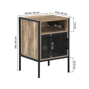 Mesa de Noche Turin Madera/Metal 40x60x40cm Marrón