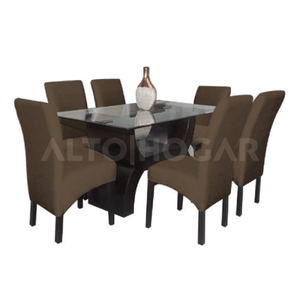 Juego de Comedor Alto Hogar 6 Sillas Norly Marrón