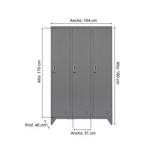 Locker metálico Mk3-01 03 Puertas Portacandado Maletek