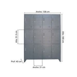 Locker metálico Mk4-03 12 Puertas Portacandado Maletek