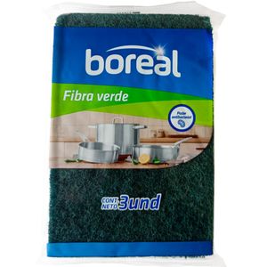 Esponja BOREAL Fibra Verde Bolsa 3un