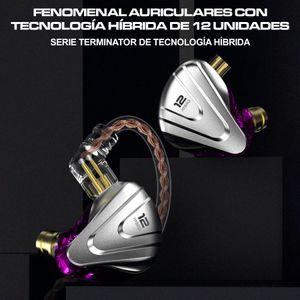 Audífonos In-Ear Gamer con micro KZ ZSX Terminator Purpura