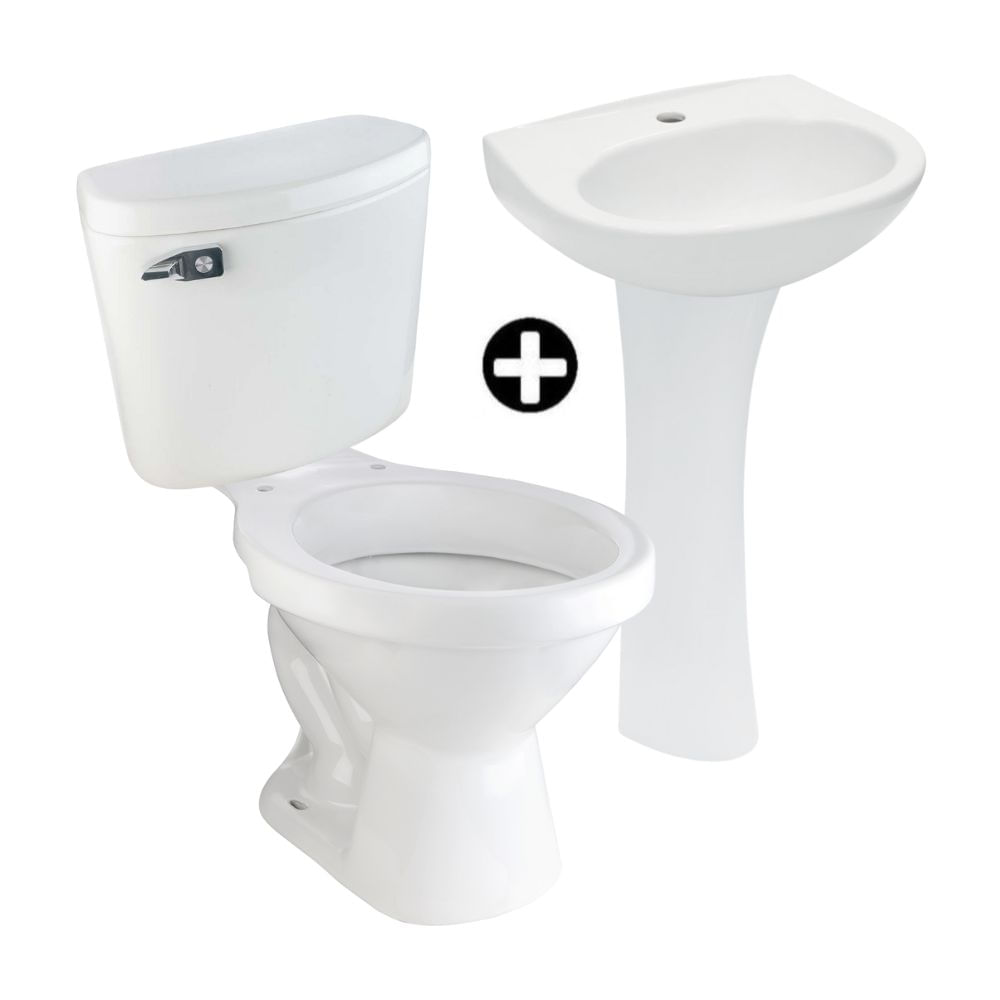 COMBO Baño Trebol Blanco: Lavatorio Mancora + Taza para Inodoro ...