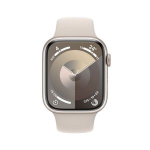 Apple Watch Series 9 GPS - Caja de aluminio blanco estrella 45 mm - Correa deportiva blanco estrella - Talla M/L