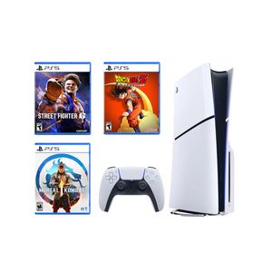 Consola Ps5 Slim Lectora de Discos + Mortal Kombat 1 + Street Fighter 6 + Dragon Ball Z Kakarot