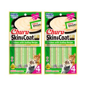 Churu Skin & Coat Snack Húmedo Para Gato Vieiras Y Pollo 8Un