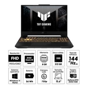Laptop Asus TUF Gaming Intel Core i5-12500H NVIDIA GeForce RTX 3050, DDR4 8GB/512GB PCIe 3.0 NVMe M.2 SSD