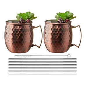 Set x 2 Mug Moscow Metalico 500ml + Sorbetes de Acero Inoxidable