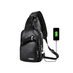 Mochila Pechera Morral Impermeable Con puerto USB Canguro MOD2 color Negro