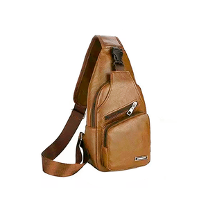 Mochila Pechera Morral Impermeable Con puerto USB Canguro MOD2 color Marron claro
