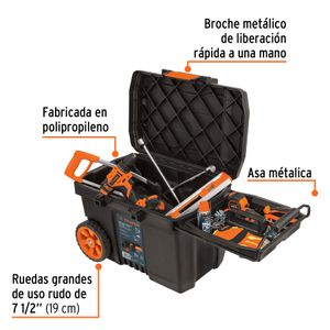 Caja para Herramienta de 23" con Ruedas y Mango Telescópico Truper 10902