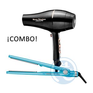 Combo BabylissPro Alisadora Dual Ionic BNT9125TPE y Secador Rose Gold Black B6176PE