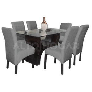 Juego de Comedor Alto Hogar 6 Sillas Norly Gris Oscuro