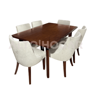 Juego de Comedor Alto Hogar 6 Sillas Aleska Crema