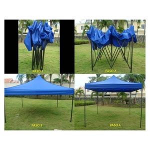 Toldo Plegable Campo Playa Piscina Carpa Cochera 3Mt x 3Mt Azul