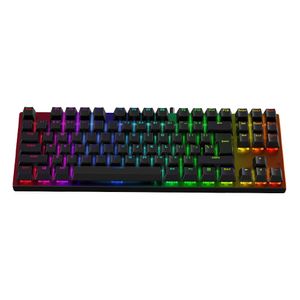 Teclado gamer T4G Nesher RGB 80% mecánico, alámbrico, conexión usb, switch azul, negro
