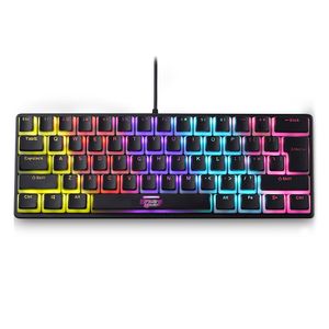 Teclado gamer T4G Hunter RGB 60% mecánico, alámbrico, conexión usb, switch azul, negro