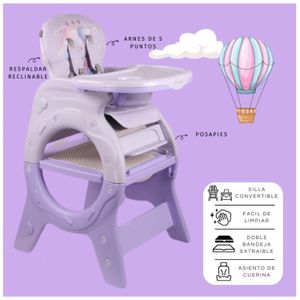Silla Carpeta 4 en 1 Donna Comedor para Bebes Morado