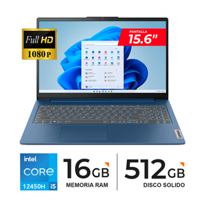 LAPTOP LENOVO IDEAPAD SLIM 3 15.6" FHD TN Core i5-12450H 2.0 GHz/4.4GHz 16GB DDR5 512GB SSD/ FREEDOS