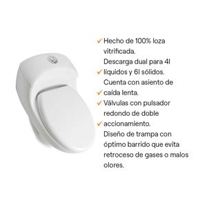 COMBO Inodoro one piece Artico Blanco + Lavatorio Indigo Blanco + Pedestal Artico Blanco Orange