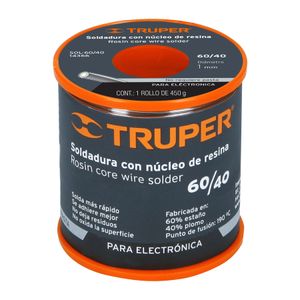 Estaño Soldadura con Núcleo Resina 60/40 para Electrónica 450 gr Truper 14366