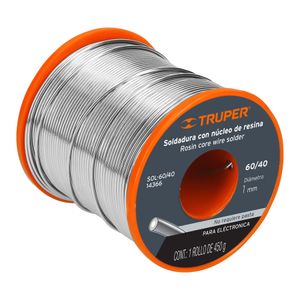 Estaño Soldadura con Núcleo Resina 60/40 para Electrónica 450 gr Truper 14366