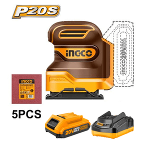 Lijadora Orbital 20v Incluye Cargador y Batería Ingco CSHSLI20141